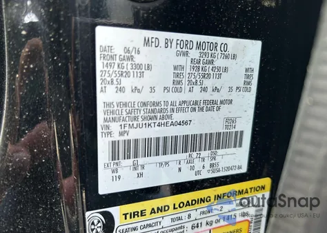 2017 Ford Expedition Limited from USA, damaged, VIN 1FMJU1KT4HEA04567